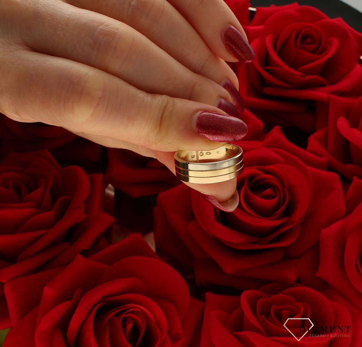 Obrączka złota Płaska Trzy barwy Złota 585 DIAMENT rozmiar 15 F-6 6mm  Powiedz tak obrączkom marki DIAMENT !☆ Obrączki ślubne w ponad 300 wzorach ☆ Darmowa dostawa ☆ Gwarancja ☆ 1.jpg